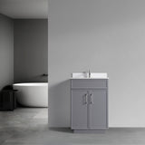 24-Inch Modern Bathroom Vanity with Sink Freestanding Storage Cabinet with Soft-Close Doors