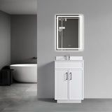 24-Inch Modern Bathroom Vanity with Sink Freestanding Storage Cabinet with Soft-Close Doors