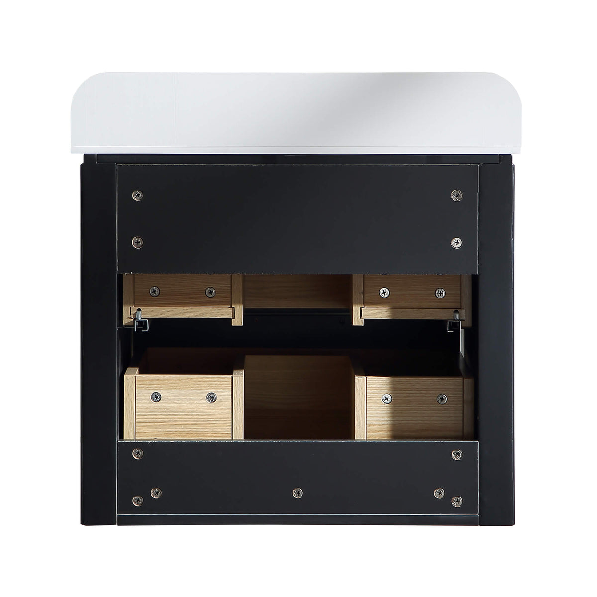 24-Inch Fluted Floating Bathroom Vanity with Integrated Sink & 2 Drawers