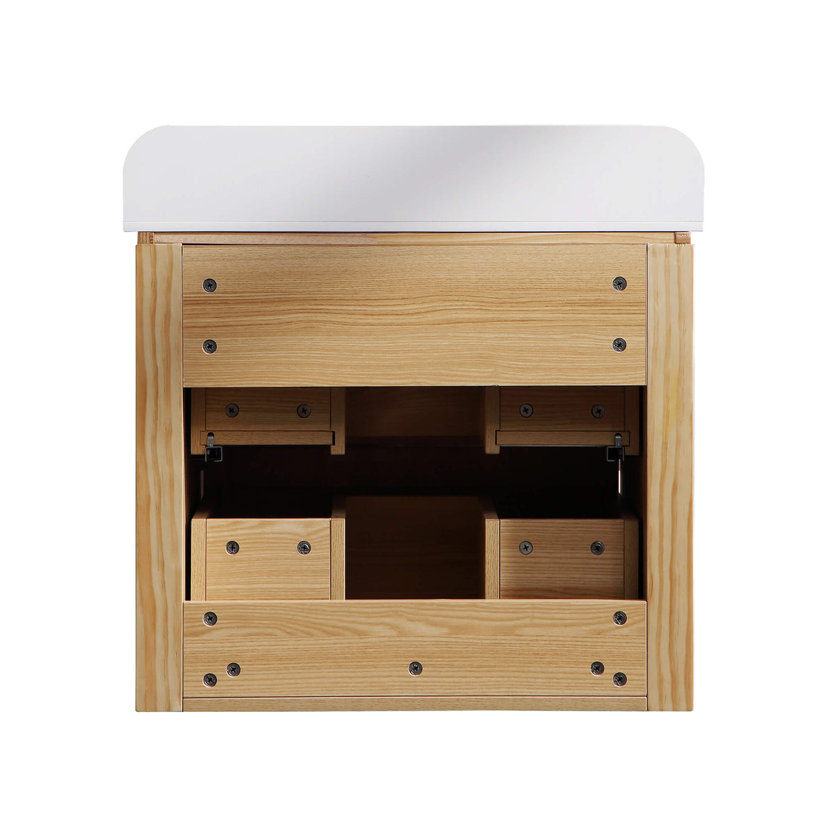 24-Inch Fluted Floating Bathroom Vanity with Integrated Sink & 2 Drawers