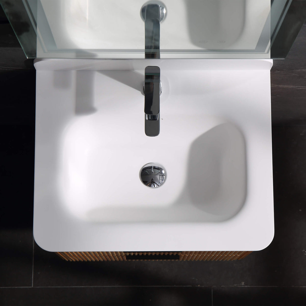 24-Inch Fluted Floating Bathroom Vanity with Integrated Sink & 2 Drawers