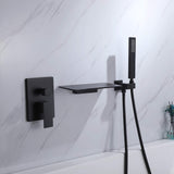 Fashion Tub Fliier Wall Mounted Bathtub Faucet With Hand Shower Matte Black JK0036