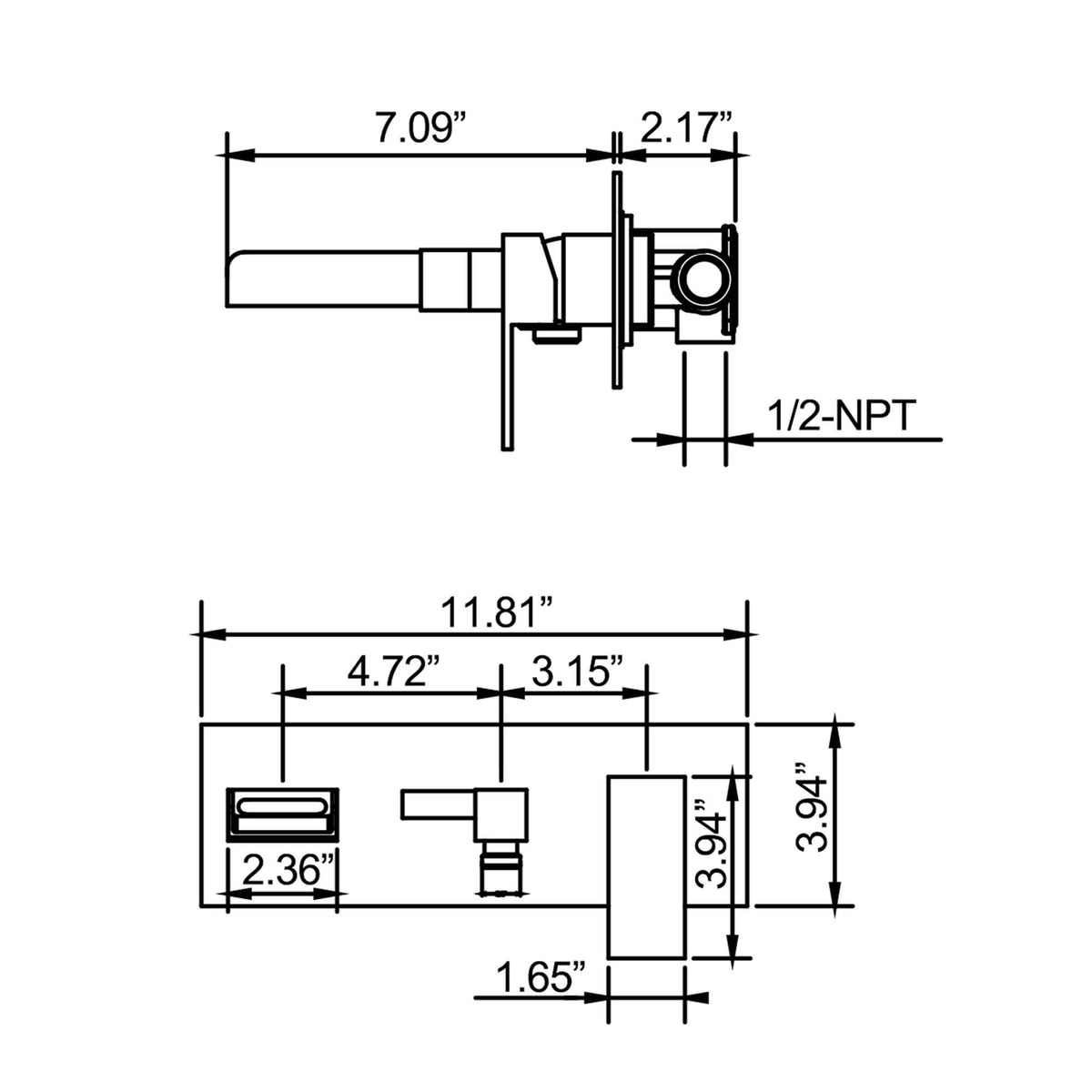Wall-Mounted Waterfall Tub Faucet with Hand Shower