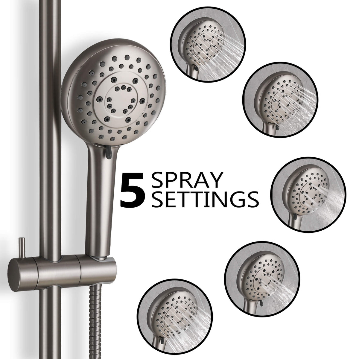 Shower Set with 10-Inch Rainfall Head and 5-Function Handheld Shower Head Combo