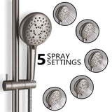 Shower Set with 10” Rainfall Head and 5-Setting Handheld Shower Head Combo