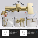 Exposed Rain Shower Kit with Tub Spout and Slide Bar