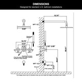 3 function matte black shower system dimensions and installation guide with standard US plumbing connections