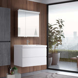 30" White Bathroom Vanity with Sink Wall Mount Floating Bathroom Vanity Cabinet with Two Big Drawers