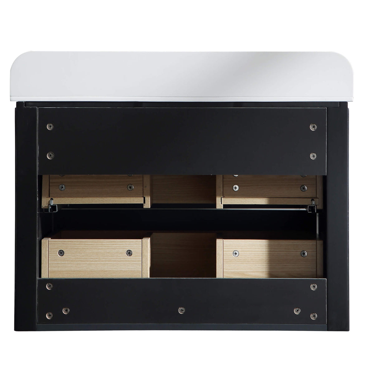 30-Inch Fluted Floating Bathroom Vanity with Integrated Sink & 2 Drawers