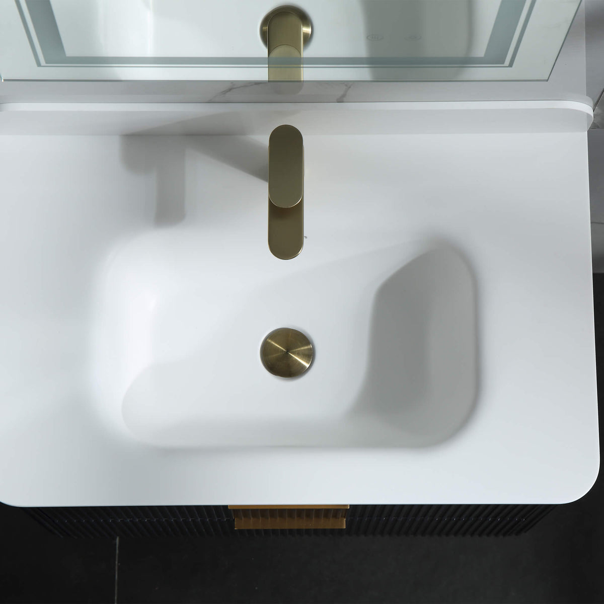 30-Inch Fluted Floating Bathroom Vanity with Integrated Sink & 2 Drawers