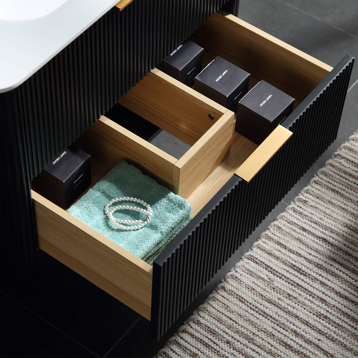 30-Inch Fluted Floating Bathroom Vanity with Integrated Sink & 2 Drawers