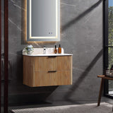 30-Inch Floating Bathroom Vanity with Fluted Wood Front & 2 Drawers