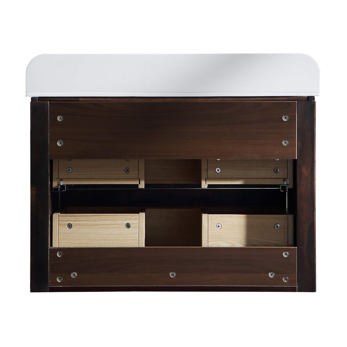 30-Inch Fluted Floating Bathroom Vanity with Integrated Sink & 2 Drawers