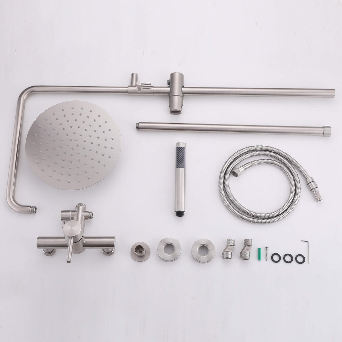 316 Stainless Steel Wall-Mounted Outdoor Shower with Rainfall Shower Head and Handheld Sprayer