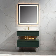 36-Inch Deep Green Floating Bathroom Vanity with Artificial Marble Top