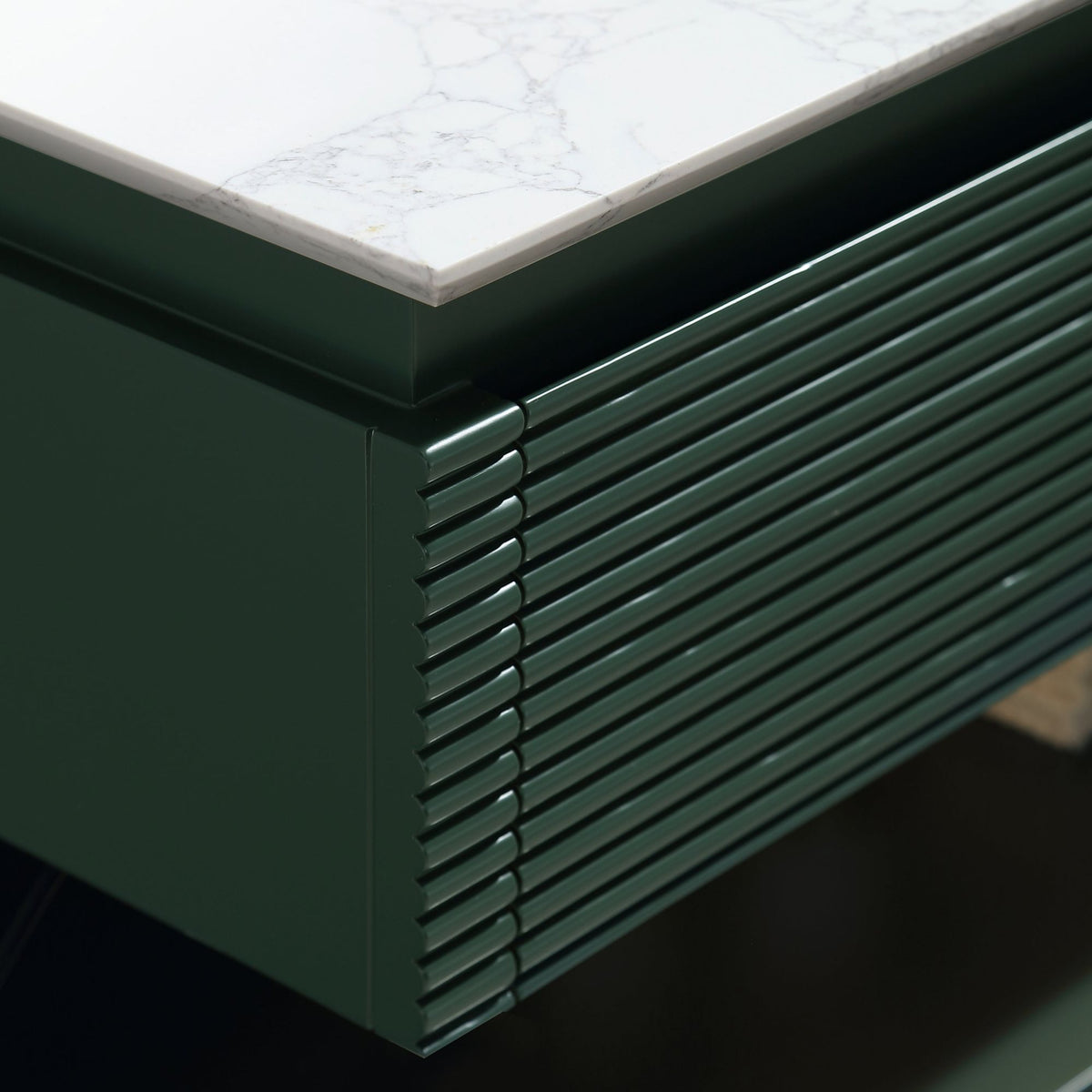 36-Inch Deep Green Floating Bathroom Vanity with Artificial Marble Top