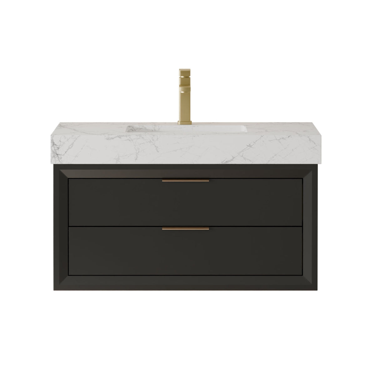 36-Inch Floating Bathroom Vanity with LED Lighting & 2 Drawers