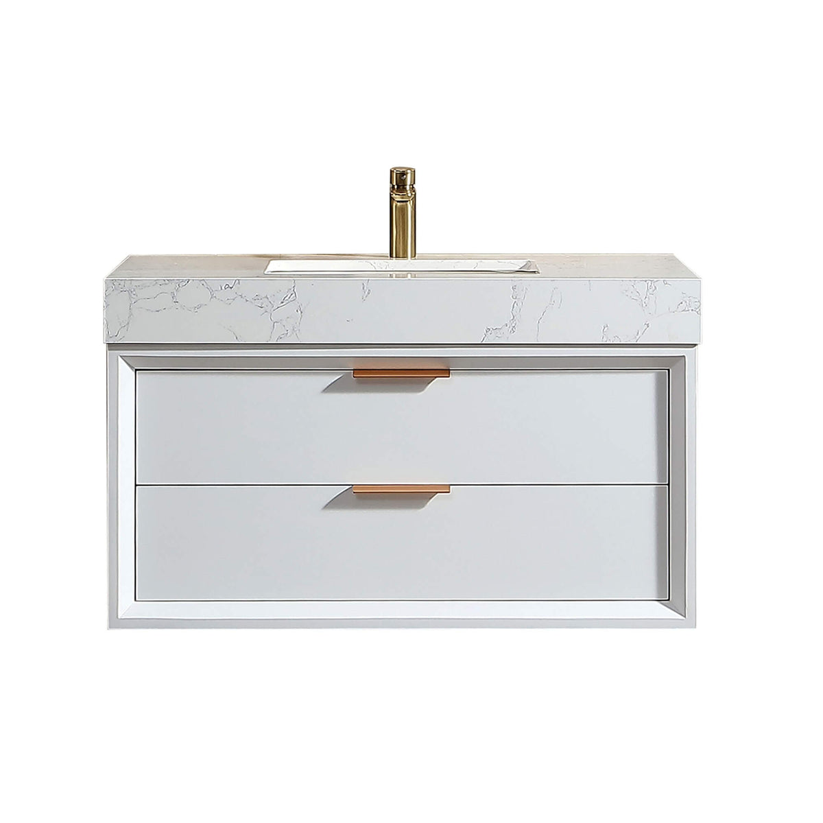 36-Inch Floating Bathroom Vanity with LED Lighting & 2 Drawers
