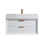 36-Inch Floating Bathroom Vanity with LED Lighting & 2 Drawers