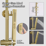 3-Function Shower System with Dual Mode Hand Shower (Jet+Spray) Brushed Gold HG6914BG