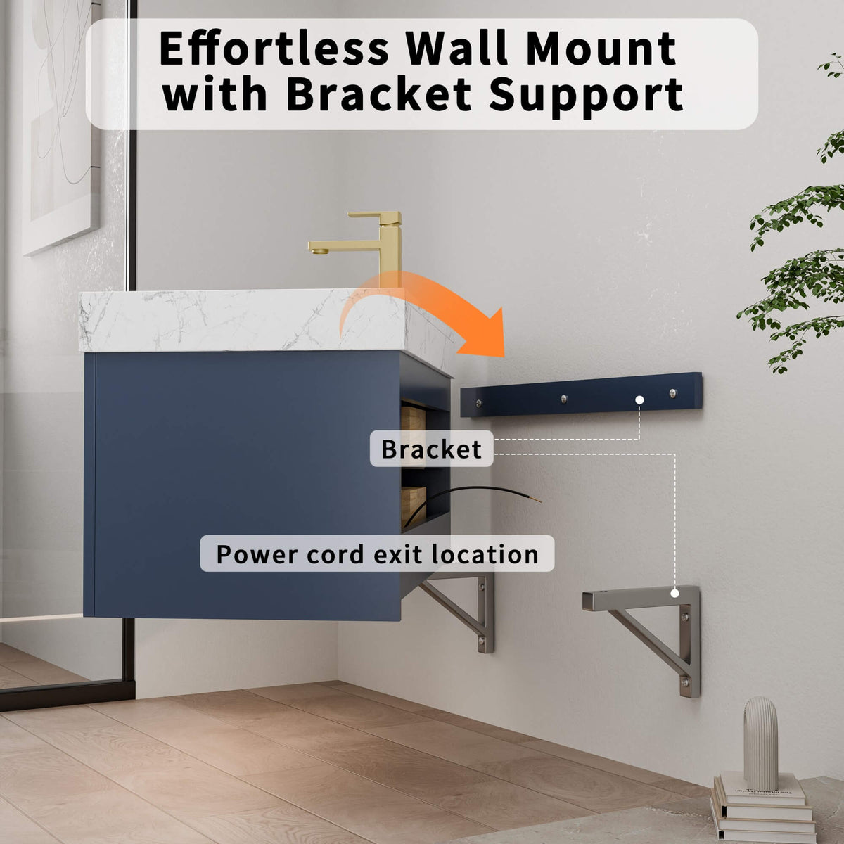 48-Inch Floating Bathroom Vanity with Sink, 6 Drawers & LED Lighting