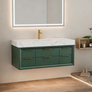 48-Inch Floating Bathroom Vanity with Sink, 6 Drawers & LED Lighting