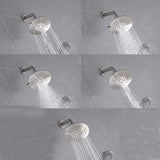 Wall Mount Shower Faucet With 5-Function Shower Head Rainfall Shower Brushed Nickel LYJ0011