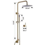 Exposed 10" Shower System Bathroom Shower Combo Set Brushed Gold