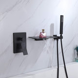 Fashion Tub Fliier Wall Mount Bathtub Faucet With Hand Shower Matte Black JK0036