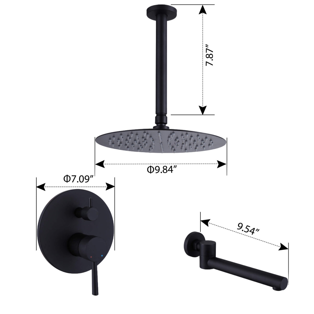 High-Pressure Shower & Tub Faucet Combo with 10-Inch Showerhead