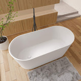 Solid Surface Freestanding Bathtub Acrylic Composite Soaking Tub with Drain Kit