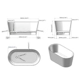 Oval Stone Resin Soaking Tub in Matte White with Drain & Overflow