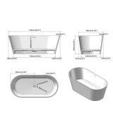 Solid Surface Freestanding Bathtub Acrylic Composite Soaking Tub with Drain Kit