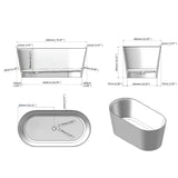 Oval Stone Resin Soaking Tub in Matte White with Drain & Overflow