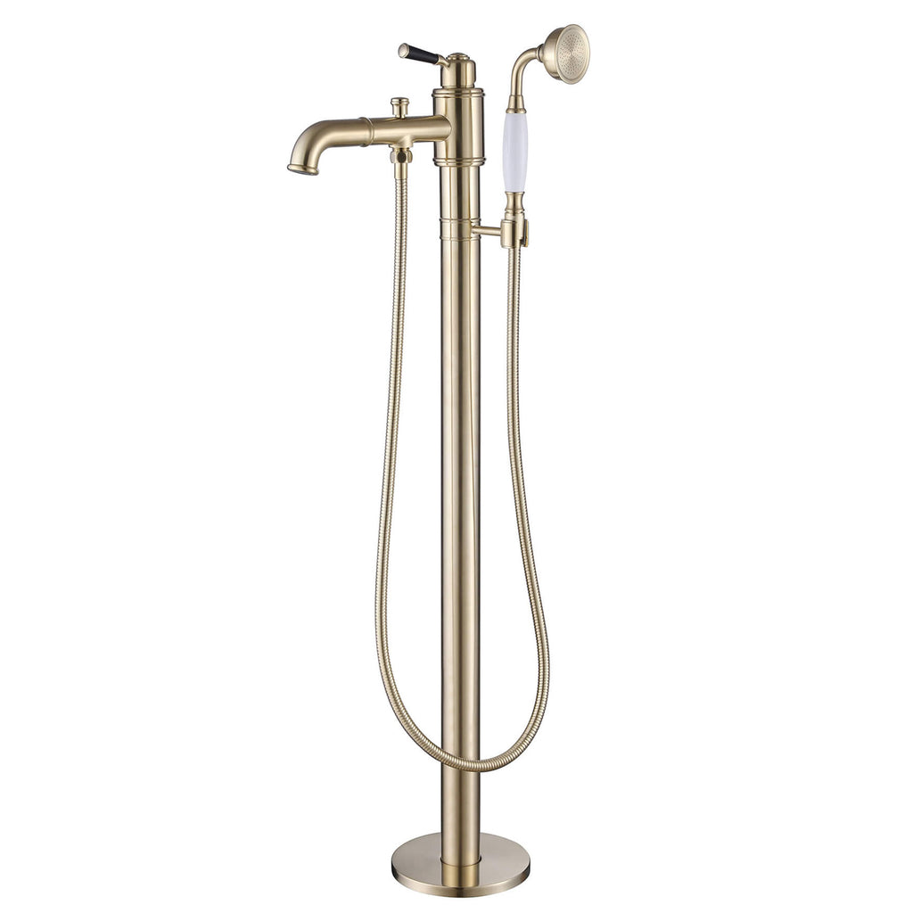 Single Handle Floor Mounted Bathtub Filler with Hand shower Brushed Gold AD7013BG