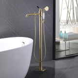 Single Handle Floor Mounted Bathtub Filler with Hand shower Brushed Gold AD7013BG