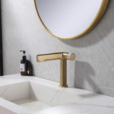 creative bathroom sink faucet single hole brushed gold  with marble sink