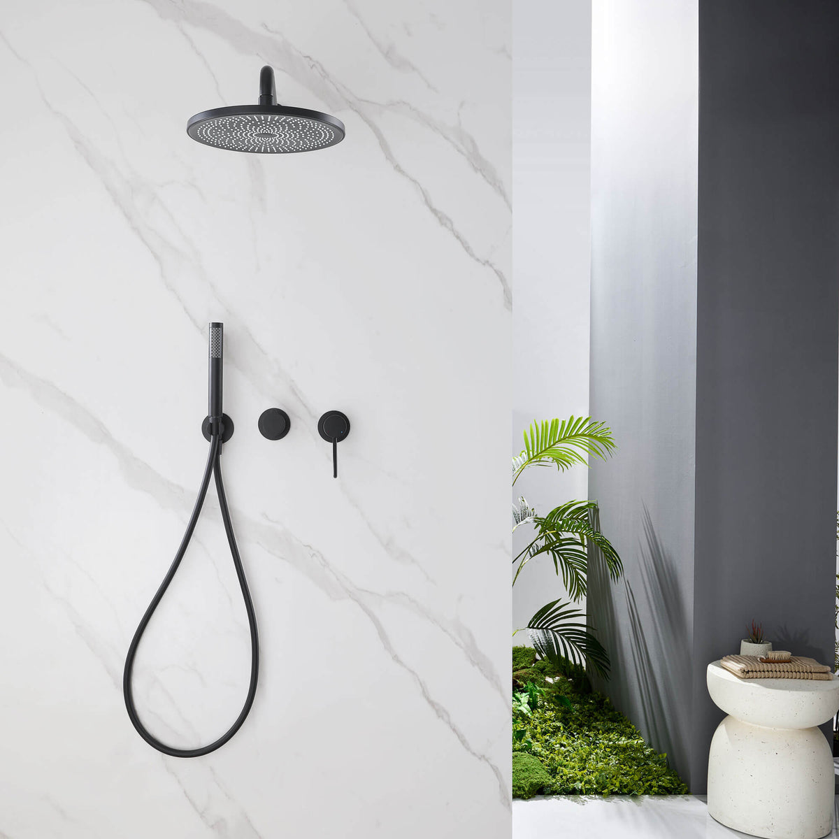 2-Function Concealed Rain Shower System with Handheld Shower