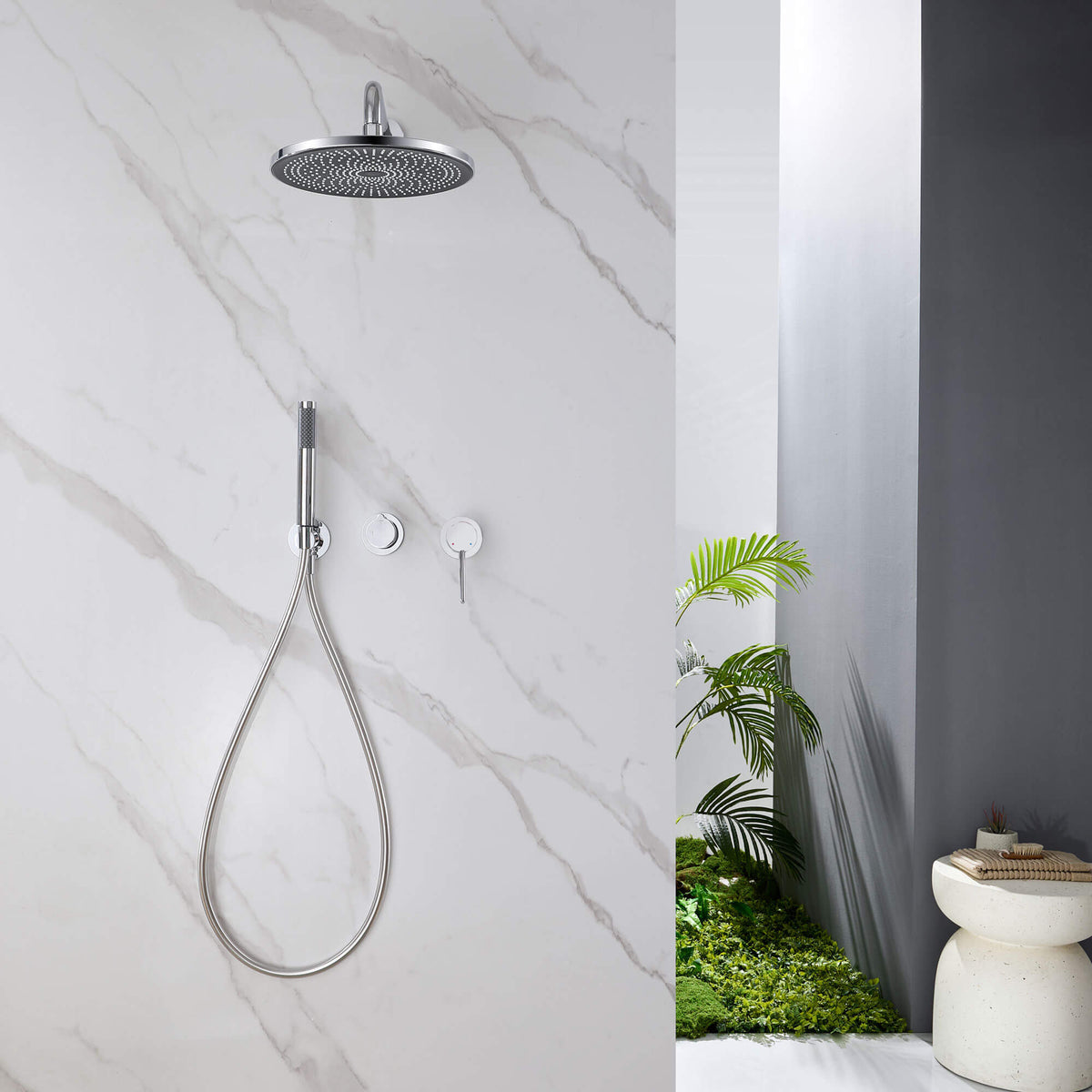 2-Function Concealed Rain Shower System with Handheld Shower
