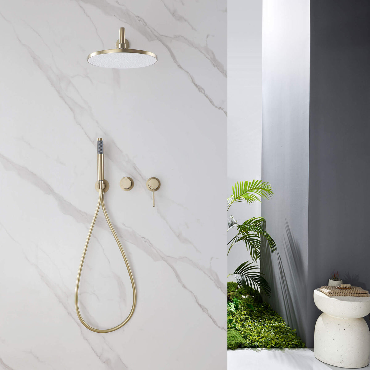 2-Function Concealed Rain Shower System with Handheld Shower