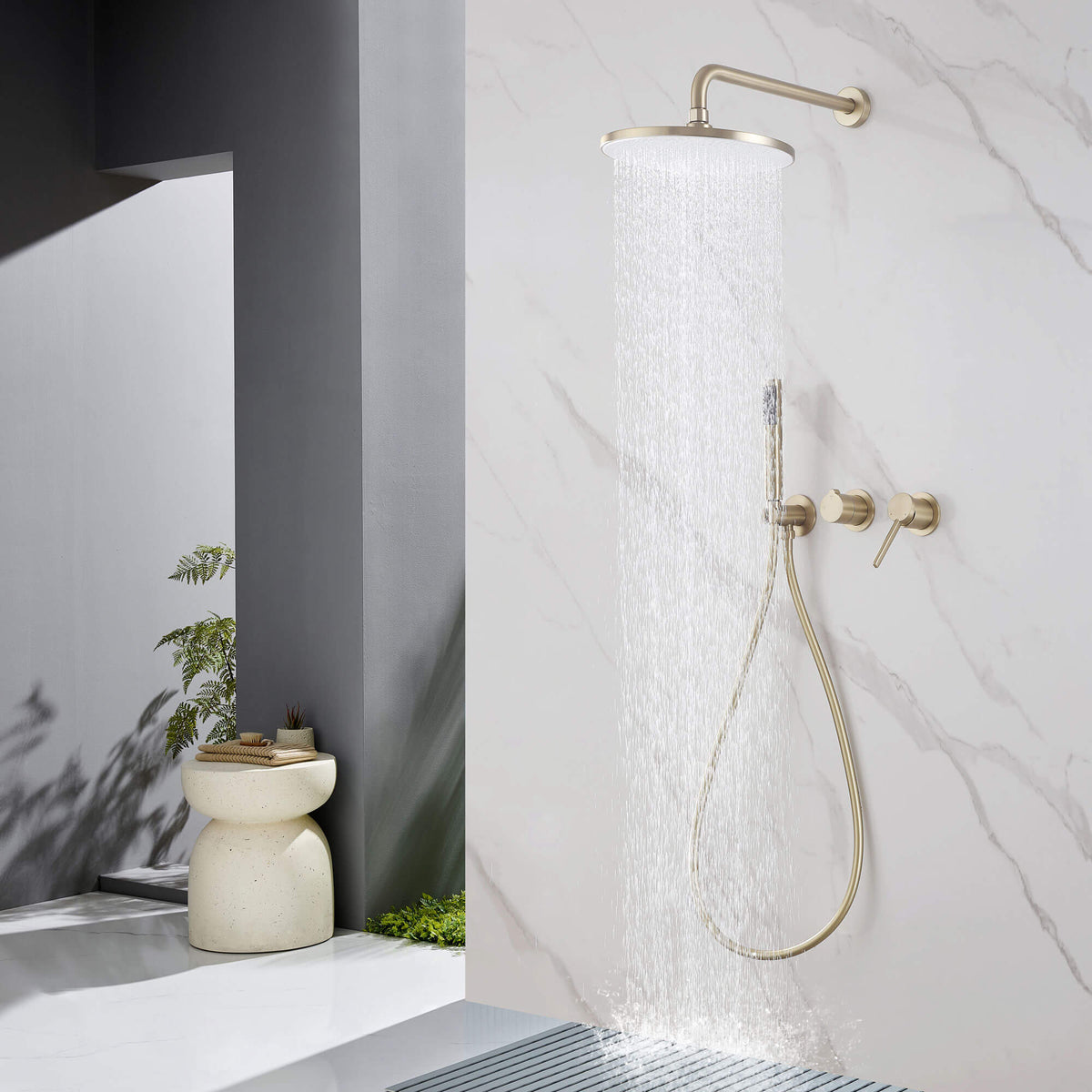 2-Function Concealed Rain Shower System with Handheld Shower