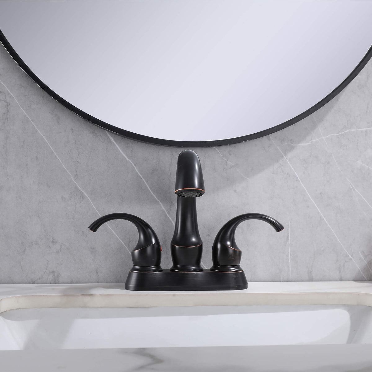 Retro-Style 2-Handle Bathroom Sink Faucet with Built-In Drain