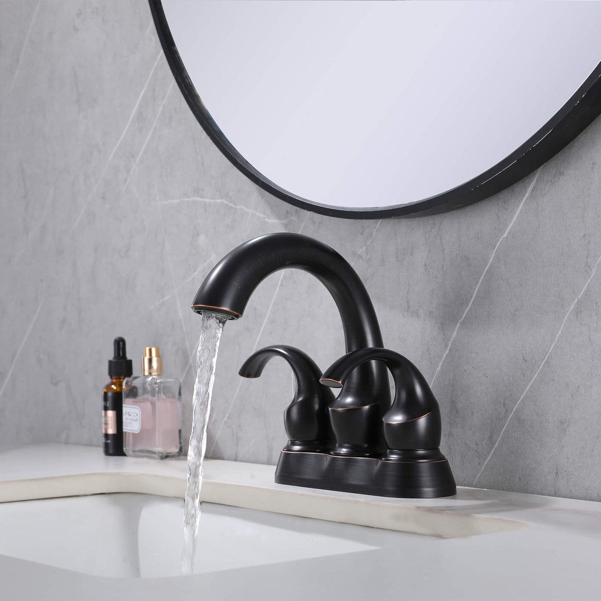 Retro-Style 2-Handle Bathroom Sink Faucet with Built-In Drain