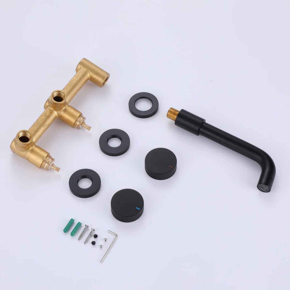Wall-Mounted Bathroom Sink Faucet with 2-Handle and Elegant Design