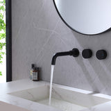 2-handle wall-mount bathroom sink faucet matte black open