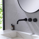 2-handle wall-mount bathroom sink faucet matte black with sink
