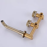 wall mount 2-handle bathroom sink faucet brushed gold body