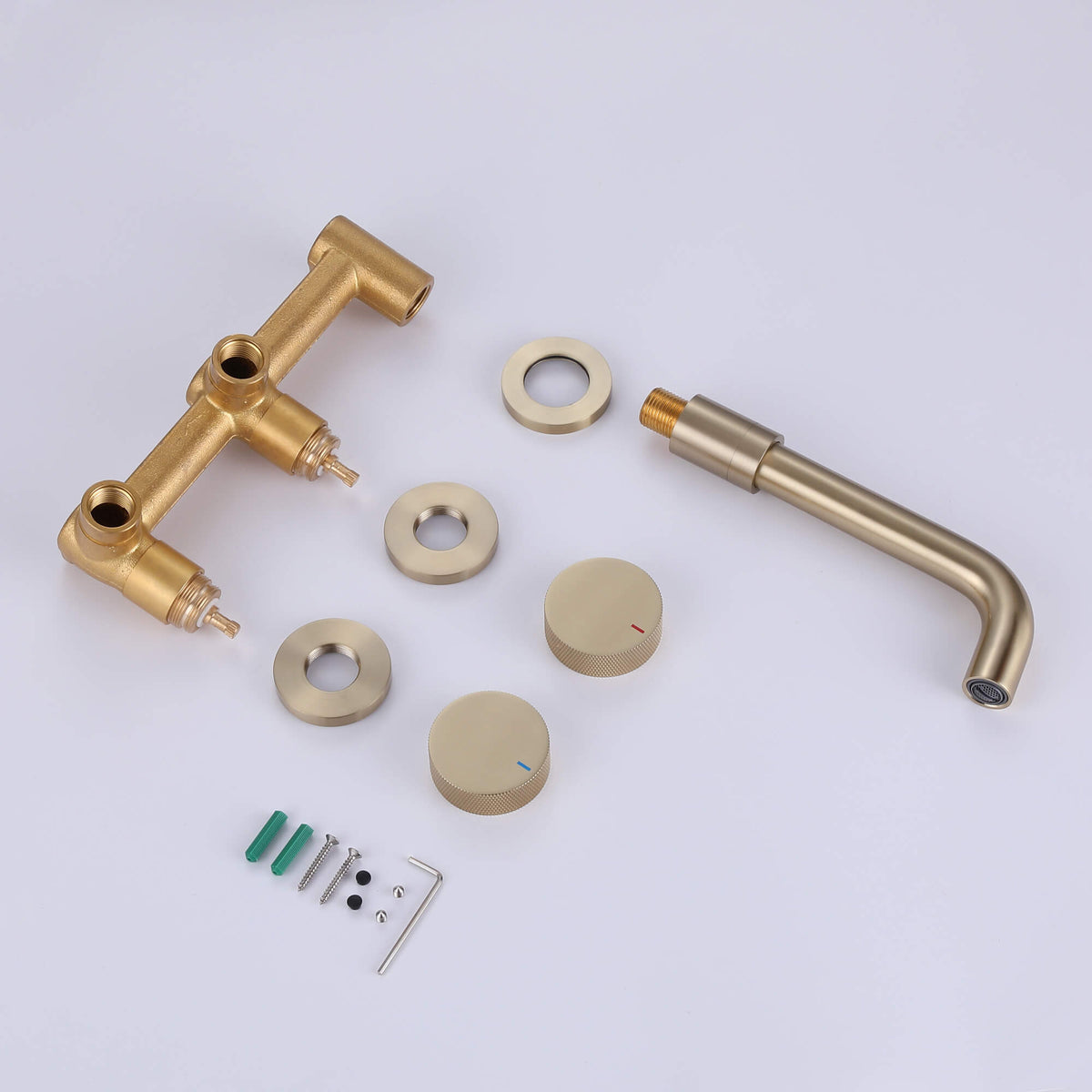 wall mount 2-handle bathroom sink faucet brushed gold product list