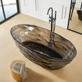 Luxury 66-Inch Black Acrylic Resin Freestanding Bathtub Transparent Modern Soaking Tub