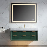 Green Rubberwood 48" Vanity with Stone Slab and LED Mirror